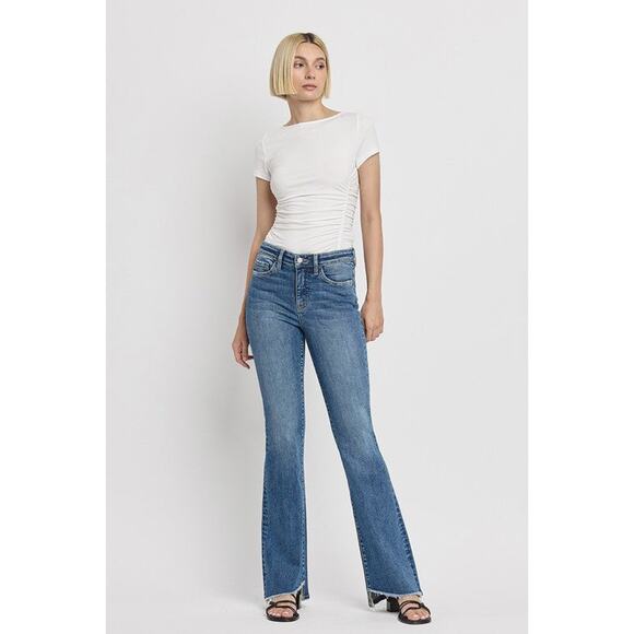 Vervet by Flying Monkey High Rise Slant Hem Flare Jeans - T6423 - Size 25 - Picture 4 of 13